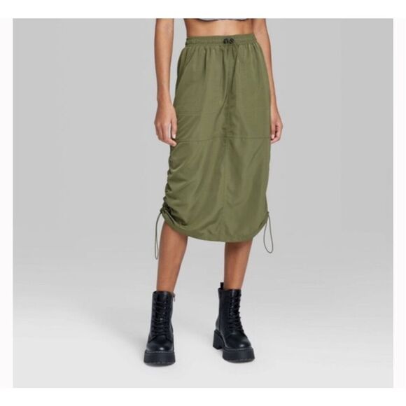 Wild fable Women's Utility Midi Skirt - Wild Fable Olive Green size xxs - Picture 1 of 9